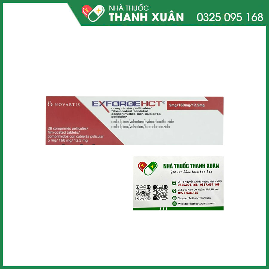 Exforge HCT 5mg/160mg/12,5mg thuốc điều trị tăng huyết áp vô căn